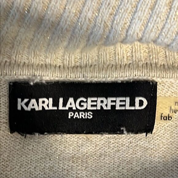 Karl Lagerfeld Paris Cream‎ Cotton Blend Cowl Neck Pullover Sweater Size M/L - Picture 11 of 13